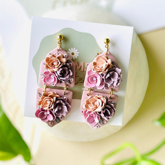 Handmade polymer clay floral dangles 