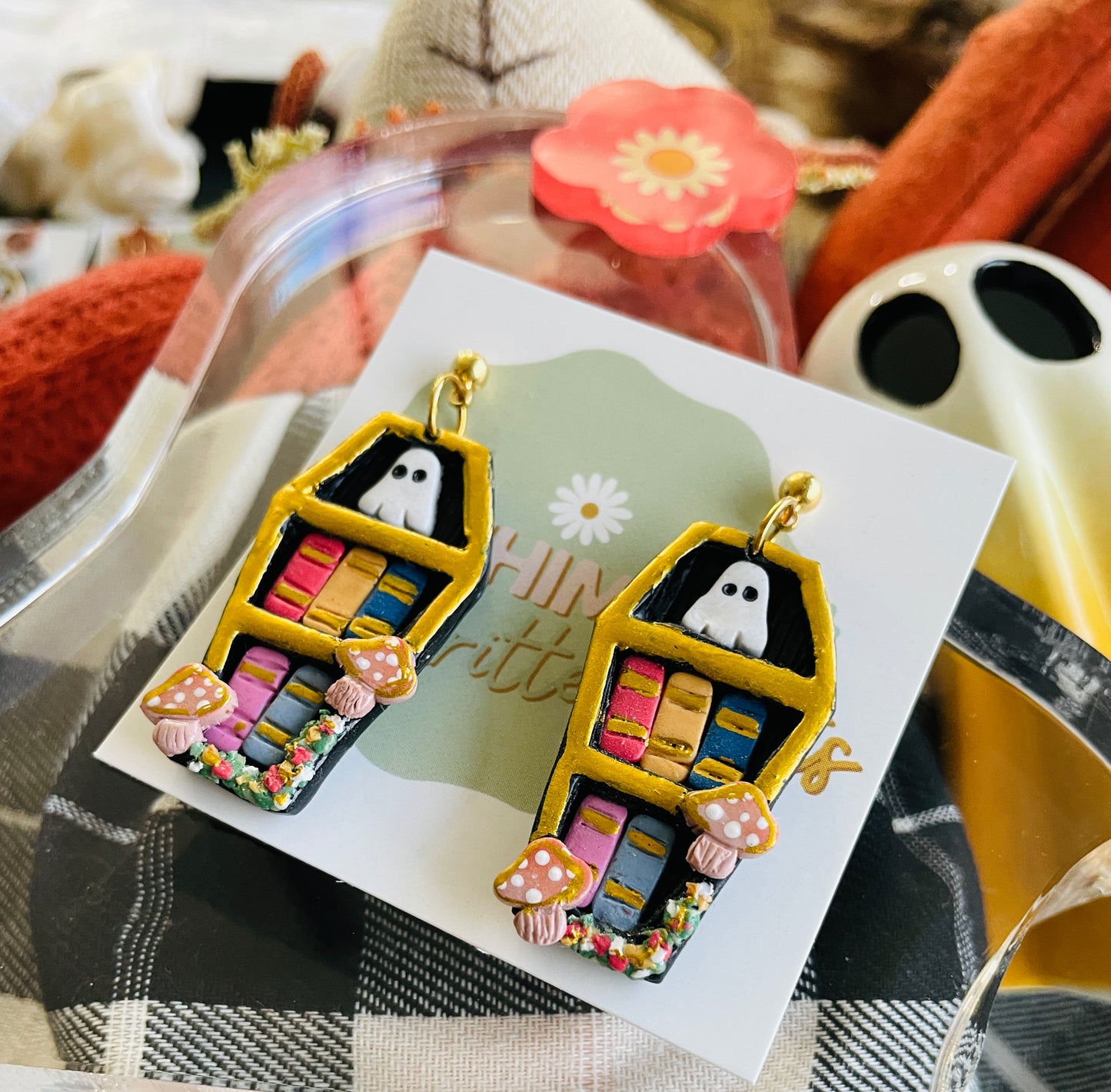 Miniature Coffins Book self Earrings